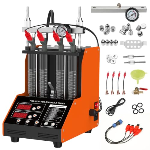 Fuel Injector Cleaner Machine, 4 Cylinder 9 Test Modes Auto Fuel Injector Tester and Cleaner Kit, Ultrasonic Cleaning Kit for 5V to 12V Motorcycle Car Injectors
