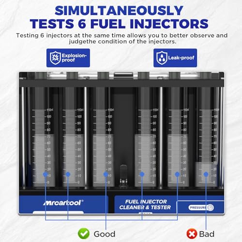 MR CARTOOL V310 Fuel Injector Cleaner Tester Machine, 110V/220V Fuel Injection System Cleaners with 6 Cylinders, Ultrasonic Clean Tool Kit for Diesel Gasoline Standard GDI/EFI/FSI Injectors - size: GDI V310