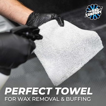 The Rag Company - Creature Edgeless Auto Detailing Towels; Professional 70/30 Blend, Dual-Pile Plush Microfiber, Buffing & Polishing, 420gsm - 16in x 16in - Ice Grey - 10-Pack - color: Ice Grey