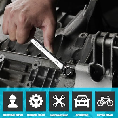 DURATECH 7/16" Combination Wrench, SAE | CR-V Constructed, Mirror Polish, 12-Point, 15-Degree Offset - size: 7/16"