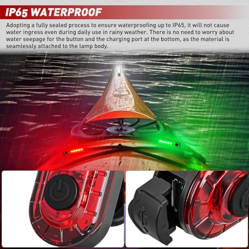 Nilight Marine Boat Navigation Light 4PCS Red Green Port Starboard White Stern Lights Four Mode Waterproof Rechargeable Warning Safety Lamp for Skeeter Yacht Pontoon Trailer Truck Bike Backpack Helmet - color: 5LED Navigation Light-4Pcs