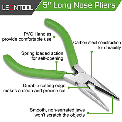 5.5-Inch Long Nose Pliers with Wire Cutter, Smooth Flat Jaws, Chain Nose Pliers for Jewelry Making and Repair - style: Long Nose Pliers Smooth Jaw
