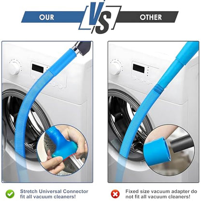 3 Pieces Dryer Vent Cleaner Kit: Vacuum Hose With Brush & Gloves Fits for Vacuums Cleaner, Refrigerator Condenser Coils, Tight Spaces Behind Appliances, Deep Cleaning Tools for Clogged Ducts-Blue - color: Blue(Complete Kit)