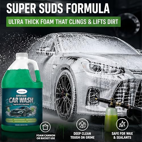 Car Wash Soap – Super Suds High Foaming- 128oz- USA - Deep Cleaning | Foam Cannon or Bucket Use | Cars, Trucks & more |pH-Balanced, Streak-Free | Removes Dirt & Grime | Concentrated car shampoo -