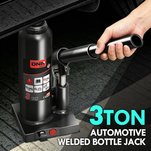 DNA Motoring 3 tons / 6000 lbs Lifting Automotive Welded Hydraulic Bottle Jack for Car SUV Pickup Truck, Auto Repair, with Manual Handle & Carrying Storage Case, Black - color: black, style: 3 ton