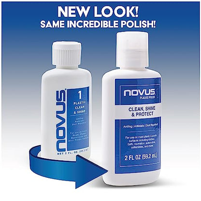 NOVUS-PK2-8 | Plastic Clean & Shine #1, Fine Scratch Remover #2 and Polish Mates Pack | 8 Ounce Bottles