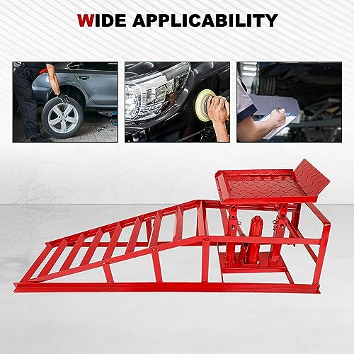 1 Pack Automotive Car Service Ramp Low Profile Car Lift Service Ramp Truck Trailer Garage 5 Tons 5T 10000lbs, Automotive Hydraulic Lift Repair Frame Lift, Height Hydraulic Vehicle Ramp (Red) - size: Red-1 Pack