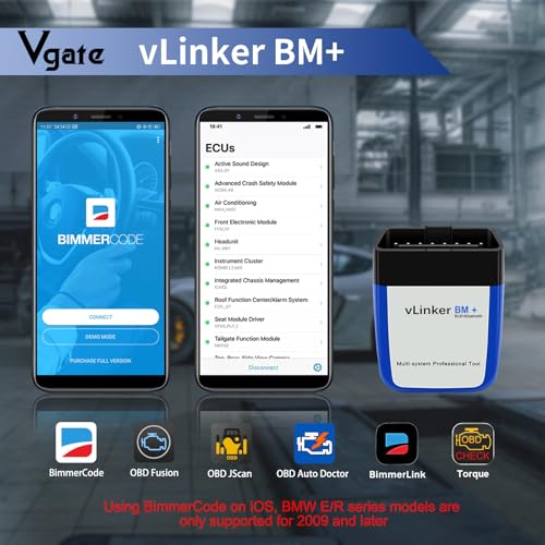 Vgate vLinker BM+ Bluetooth LE OBD2 Scanner Diagnostic Tool for Bimmercode | Code Reader OBD Adapter BMW Android iOS Windows - size: BM+ -iOS & Android & Windows