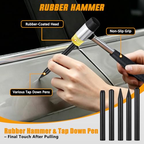 GOOACC 35 PCS Car Dent Puller Paintless Dent Repair Kit Adjustable Lifter Glue Gun Rubber Hammer Tap-Down Pen 18 Puller tabs Removal Tool for Car Refrigerator Dents Hail Damage Door Body Ding - color: 35PCS Dent Puller Kit