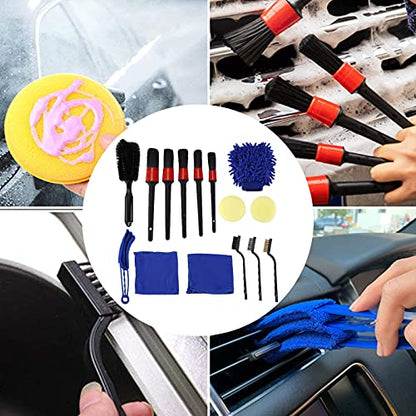 15pcs Soft Microfiber Detailing Dusting Brushes Set with Steel Wire Wheel Brush, Professional Auto Cleaning Tools for Car Interior, Exterior, Wheels, Dashboard, and Air Vent