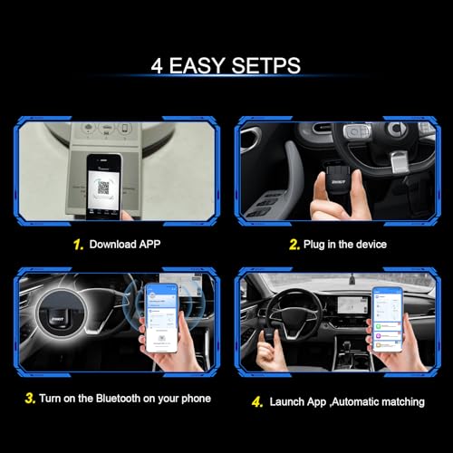 OBD2 Scanner Bluetooth for iPhone/Android-Auto Diagnostic Tool | 1.Compatible with iOS and Android 2.No software subscription fees 3.Supports OBD2-compliant vehicles (1996 and newer)