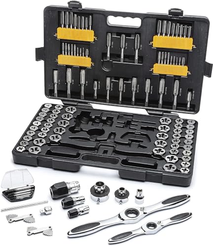 GEARWRENCH 114 Piece Ratcheting Tap and Die Set | SAE & Metric | 82812 - size: 114 PC, style: Set