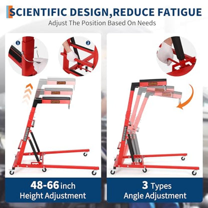 Garvee Automotive Top Side Creeper, 400 LBS, Red | 48-68Inch Adjustable Height, 6 Swivel Casters, Foldable, Heavy Duty, For Garage & Auto Shop Repair - color: Red