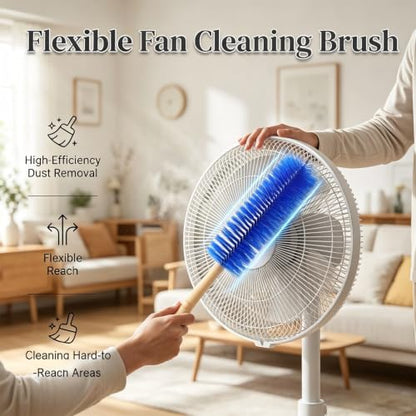 Fan Cleaning Brush Bendable Microfiber Head Wear | Resistant Comfortable Handle Washable Reusable Crevice Cleaning For Electric Fans Car Vents, Home Essential Rv accessories - color: Blue