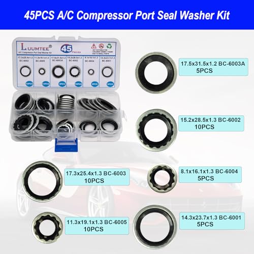 5 Set Car A/C Repair Kits,270pcs O-Ring Seals Kit+102PCS A/C Valve Core Kit+77pcs Charging Port Dust Caps+16pcs AC Fuel Line Disconnect Tool Set+45pcs Compressor Gasket Seals(510PCS)