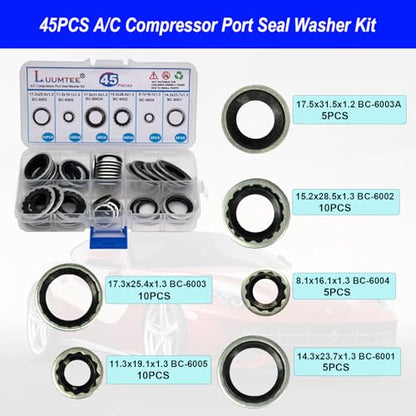 5 Set Car A/C Repair Kits,270pcs O-Ring Seals Kit+102PCS A/C Valve Core Kit+77pcs Charging Port Dust Caps+16pcs AC Fuel Line Disconnect Tool Set+45pcs Compressor Gasket Seals(510PCS)