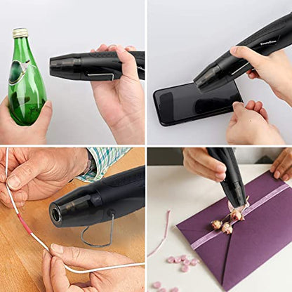 Mini Heat Gun + Reflector Nozzles Kit 350W Fast Heat Hot Air Gun Overload Protection 2 Temp Setting 392°F-662°F & 6.6Ft Long Cable for Craft Shrink WrappingTubing Stripping Paint