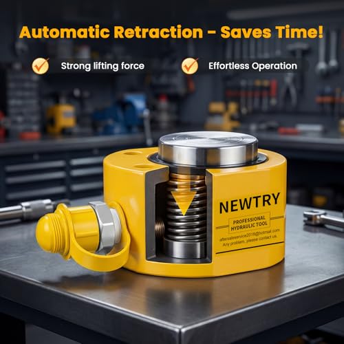 NEWTRY 5T Low Profile Hydraulic Jack Porta Power Kit + CP-180 Manual Hydraulic Hand Pump, Industrial Mini Hydraulic Cylinder, Stroke 0.24” - size: 5T Hydraulic Jack + cp-180 pump