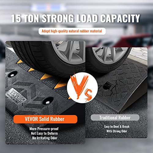 VEVOR Rubber Curb Ramp 5" Rise Height 2 Pack, Heavy-Duty 33069 lbs/15 T Capacity Threshold Ramps, Rubber Driveway Ramps for Cars, Carts, Dollies, Motorcycle, Bikes, Wheelchairs - size: 5" H