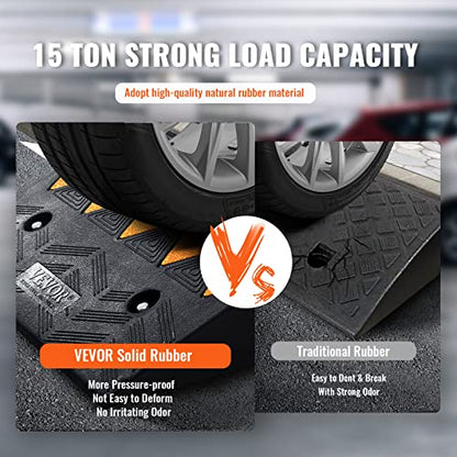 VEVOR Rubber Curb Ramp 5" Rise Height 2 Pack, Heavy-Duty 33069 lbs/15 T Capacity Threshold Ramps, Rubber Driveway Ramps for Cars, Carts, Dollies, Motorcycle, Bikes, Wheelchairs - size: 5" H