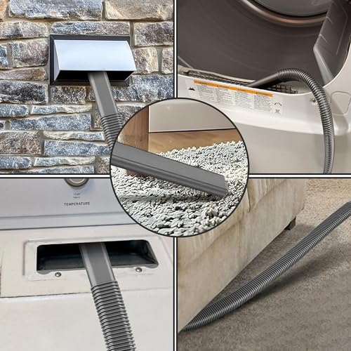 Dryer Vent Cleaner Universal Vacuum Hose Attachment Fits All Vacuums Cleaner Deep Cleaning Tools for Clogged Ducts & Lint Removal (Grey) - color: Gray