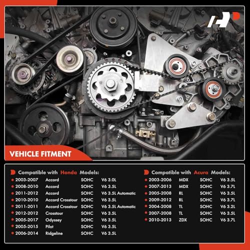 A-Premium Timing Belt Kit with Water Pump Compatible with 03-18 Honda Accord Crosstour Pilot Odyssey Ridgeline Acura MDX RDX RL TL TSX ZDX Saturn Vue 3.0L 3.2L 3.5L 3.7L V6 19200RDVJ01 TKH002 TCKWP329