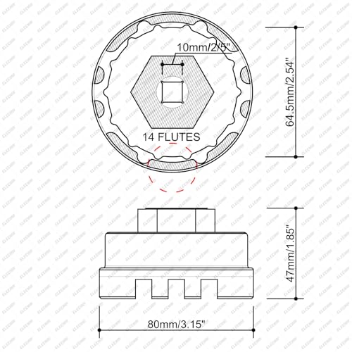 64mm 14 Flutes/6 Slots Oil Filter Cap Wrench Removal Tool Socket Compatible with Toyota, Lexus, Prius, and Scion Vehicles Equipped with 1.8L 4-Cylinder engines, Black Heavy-Duty Aluminum - size: 6 Slot, style: Aluminum - 6 Slot