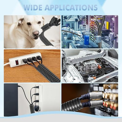 Automotive Wire Loom Flame Retardant Split Wire Loom Tubing Assortment Wiring Loom Kit Plastic Cover Electrical Covering Conduit Protective Wire Wrap Cable Sleeves Black 1/4", 1/2", 3/8" x 120 Ft - size: 1/4", 1/2", 3/8" x 120 ft