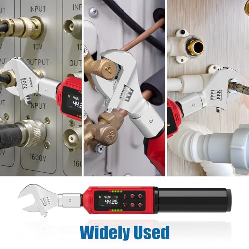 ANPUDS Adjustable Digital Torque Wrench, 0.66-44.29 Ft.lb, ±1% Accuracy | 0.9-60 Nm, 35mm Jaw & 3/8" Ratchet, 9×12mm Open End, Vibration, Buzzer and LED Indicator for for HVAC, Motorcycle, Plumbing - size: 0.66-44.29 Ft.lb/0.9-60 Nm(9×12mm)