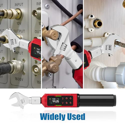 ANPUDS Adjustable Digital Torque Wrench, 0.66-44.29 Ft.lb, ±1% Accuracy | 0.9-60 Nm, 35mm Jaw & 3/8" Ratchet, 9×12mm Open End, Vibration, Buzzer and LED Indicator for for HVAC, Motorcycle, Plumbing - size: 0.66-44.29 Ft.lb/0.9-60 Nm(9×12mm)