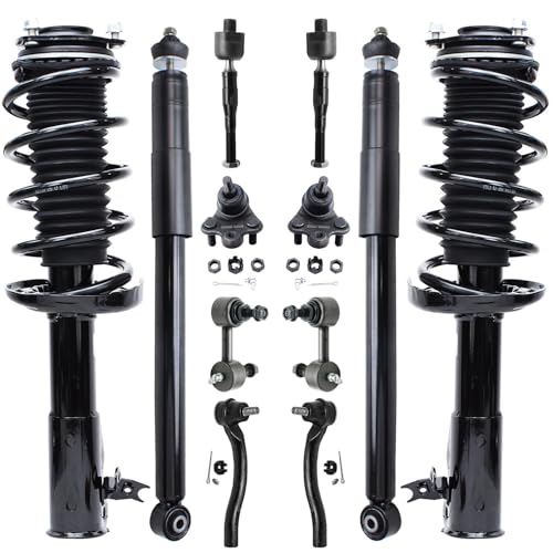 Detroit Axle - 12pc Front Struts Kit for 2006-2011 Honda Civic | 2Struts and Coil Springs 2 Lower Ball Joints 2 Sway Bars 4 Outer Inner Tie Rods 2 Rear Shock Absorbers Replacement Suspension - size: 12AQS3000181/Big Kit