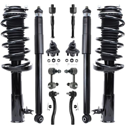 Detroit Axle - 12pc Front Struts Kit for 2006-2011 Honda Civic | 2Struts and Coil Springs 2 Lower Ball Joints 2 Sway Bars 4 Outer Inner Tie Rods 2 Rear Shock Absorbers Replacement Suspension - size: 12AQS3000181/Big Kit