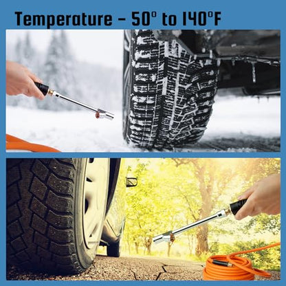Truck Tire Inflator Kit, 3/8” x 50FT Hybrid Air Hose with 1/4" Chuck and 1/2" NPT Universal Gladhand Connection - color: Orange