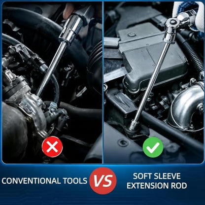 3Pcs Flexible Socket Extensions Cable,Flexible Ratchet Extensions Rods,Universal Extensioni Rod for Electric Wrench Socket, Extension Rod for Automotive Tools,Suitable for Narrow Maintenance Areas
