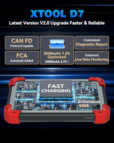 XTOOL D7 Bidirectional Scan Tool, AI-Assisted OBD2 Scanner Diagnostic Tool, 39+ Resets, ECU Coding, Full System Car Scanner with EPB, Injector Test, Throttle, Crank Sensor Relearn, FCA/CANFD/DoIP