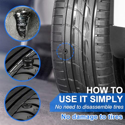 Tire Repair Nail Kit 30Pcs, Self-Tapping Rubber Plugs for Tubeless Tires | High-hardness heat/wear-resistant rubber, sealant-coated, DIY no jack, 15+15 plugs, fits cars/trucks/motos/SUVs/bikes
