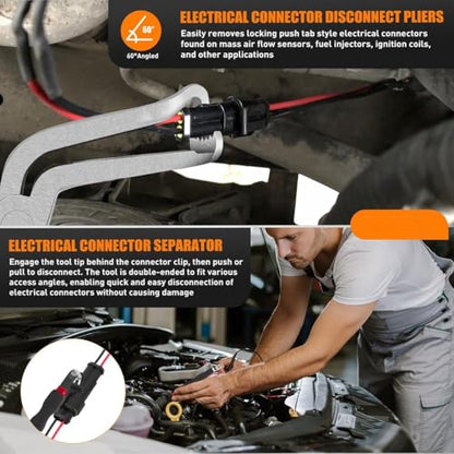 4 Pcs Electrical Disconnect Pliers Professional Set - Electrical Connector Pliers for Cars,Fuel Line Petrol Clip Pipe & Automotive Hose Trucks Repair with Rapid Disconnecto Electrical Tools (Red)