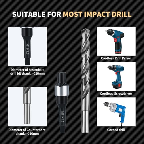 M11X1.5 Metric Thread Repair Kit with Insert HSS Drill, Tap, Counterbore, Installation Driver, 10PCS Stainless Steel Insert M11X1.5X30MM