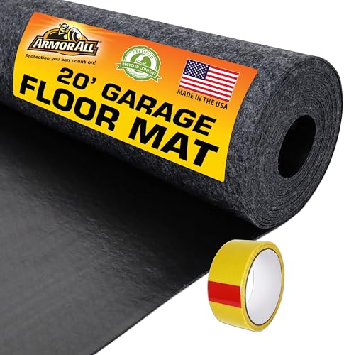 Armor All Garage Floor Mat (20' x 7'4"), Waterproof Garage Flooring, Absorbent, Premium Oil Spill Resistant Garage Pad, Durable, Protects Surfaces (Includes Double Sided Tape) (USA Made) - size: 7'4" x 20' (Rectangular)