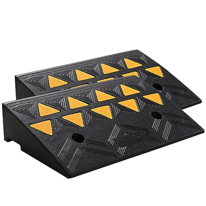 VEVOR Rubber Curb Ramp 2 Pack, 4.3" Rise Height Heavy-Duty 33069 lbs/15 T Capacity Threshold Ramps, Driveway Ramps with Stable Grid Structure for Cars, Wheelchairs, Bikes, Motorcycles - size: 4.3" H