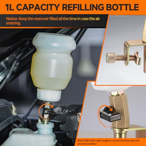 FOUR UNCLES Brake Bleeder Vacuum Pump Kit - Pneumatic Brake Fluid Extractor with 1L Refilling Bottle for Brake Fluid Bleeding, One-Person Operation - size: 2L Standard Version