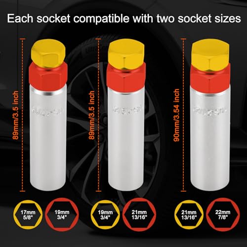 CASOMAN 3-Piece 10 Spline Lug Nut Key Set, Wheel Lock Removal Tool Kit for Easy Removing and Installing Aftermarket & Factory Wheel Tire Lug Nuts, CR-V Steel - size: 3-Piece Set