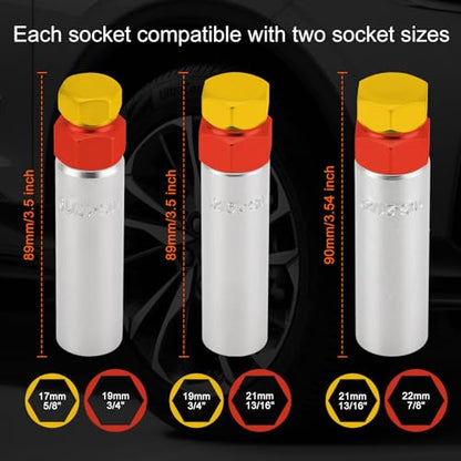 CASOMAN 3-Piece 10 Spline Lug Nut Key Set, Wheel Lock Removal Tool Kit for Easy Removing and Installing Aftermarket & Factory Wheel Tire Lug Nuts, CR-V Steel - size: 3-Piece Set