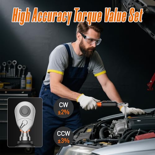 Digital Torque Wrench Set, 1.1-22.1 Ft.lb/1.5-30 Nm, 1/4" Drive Inch Pound Bike Torque Wrench Electronic with Buzzer & LCD Indicator for Bicycle E-bike Motorcycle