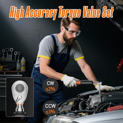 Digital Torque Wrench Set, 1.1-22.1 Ft.lb/1.5-30 Nm, 1/4" Drive Inch Pound Bike Torque Wrench Electronic with Buzzer & LCD Indicator for Bicycle E-bike Motorcycle