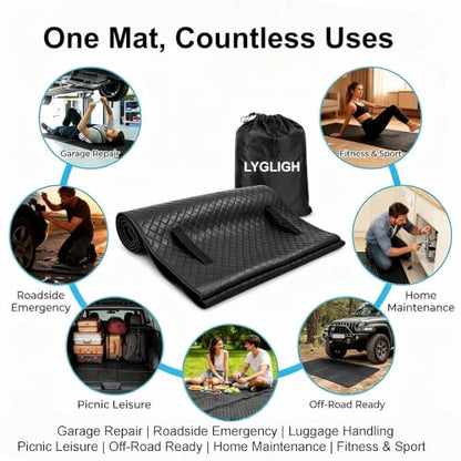 Rolling Creeper Mat, Upgraded Heavy-Duty Thick Reinforced | 2.5Lbs, for Low Clearance, Foldable, Under Car Repair, Portable Storage Bag, Portable Mechanics Mat, Cool Gifts, 60"x28"