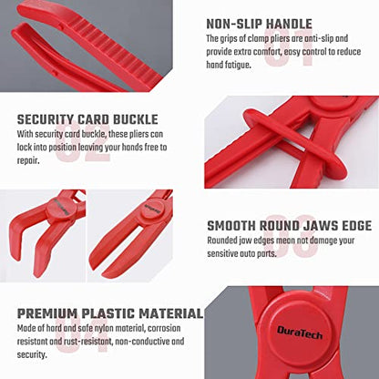 DURATECH 6-Piece Hose Clamp Pliers Set - Straight & 90 Angled | Pinch Off Pliers for Flexible Hoses, Fuel, Gas, Brake & Radiator Lines - size: 6-Piece, style: 90 Angled