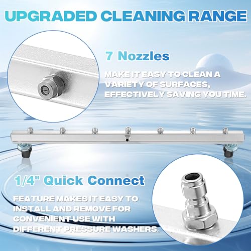 M MINGLE 24” Undercarriage Pressure Washer Attachment | Undercarriage Sprayer with 7 Nozzles, Under Car Washer with 3 Pieces Extension Wand, 4000 PSI - size: 24 Inch