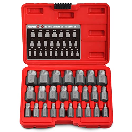 25-Piece Screw Extractor Set, Multi-spline Easy Out Extractors CR-MO Bolt Remover for Removing Broken Studs, Bolts, Socket Screws - color: 25-piece