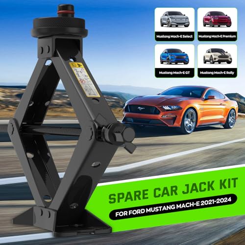 Car Jack kit for Ford Mustang Mach-E 2021-2025, 2.5 Ton Scissor Lift Jack for Mustang Mach-E with Rubber Pad, Portable Tire Changing Kit Suit for Ford Mustang Mach-E Series